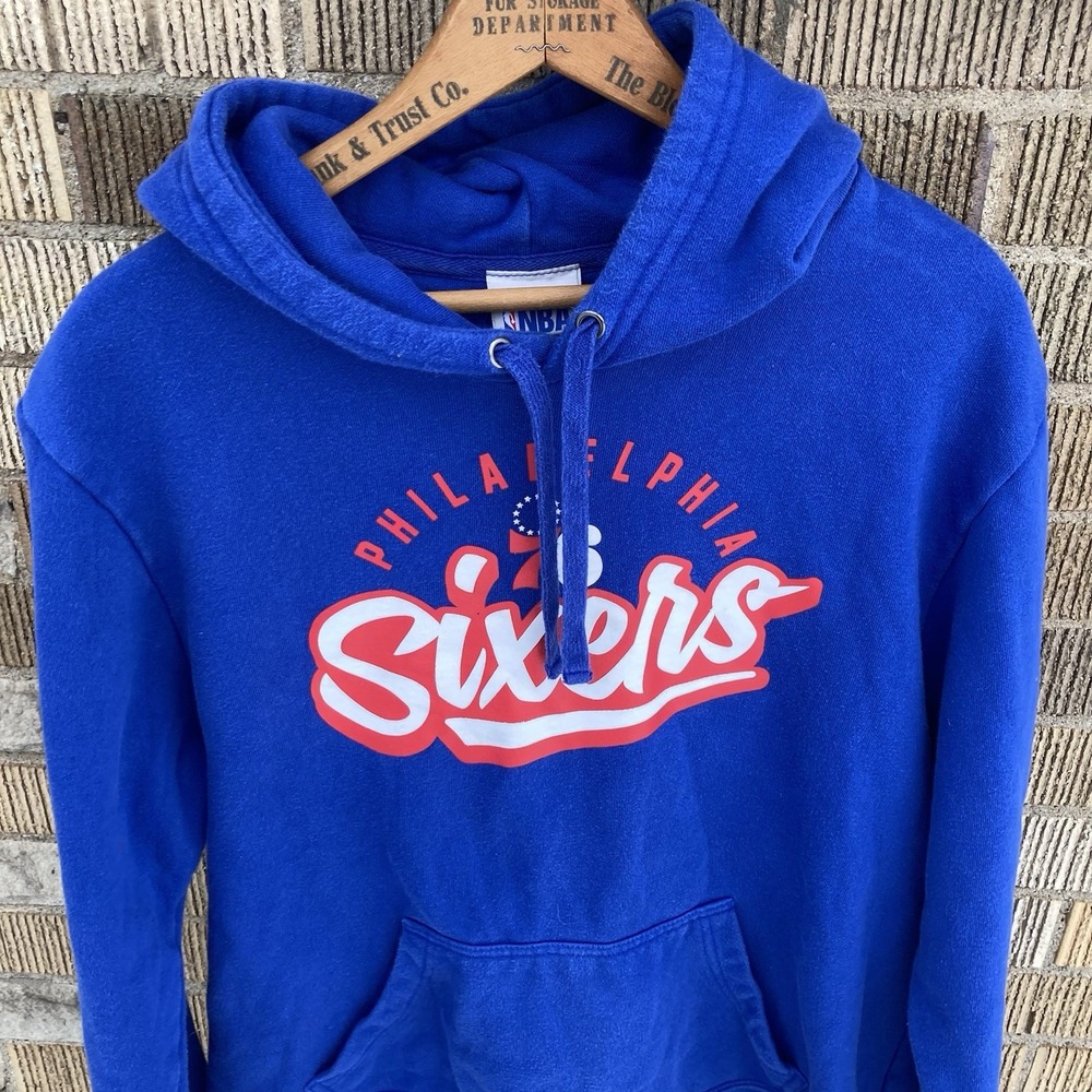 Philadelphia 76ers Sixers Men's Large Hoodie Blue Basketball‎ NBA Spellout